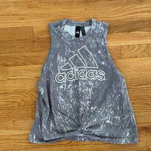 Gray adidas knot-front tank top. Size M